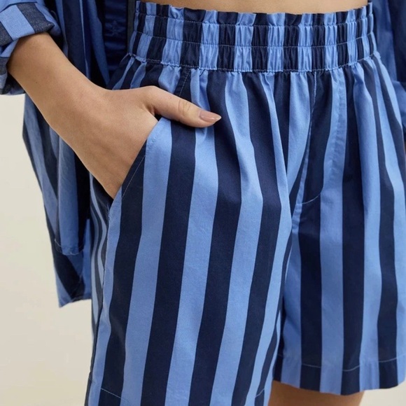 aerie Pants - aerie Navy and Sky Blue Striped Elastic-Waist Women's Shorts